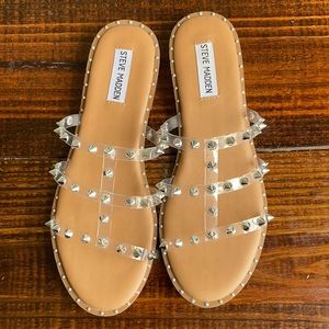 Steve Madden Zaday Clear Studded Sandals